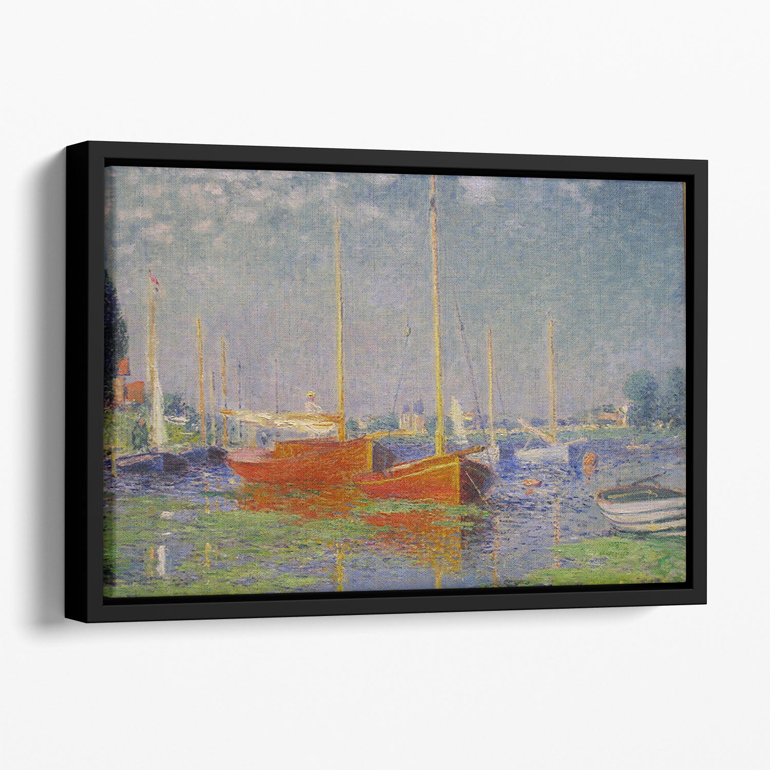 Red Boats at Argenteuil by Monet Floating Framed Canvas