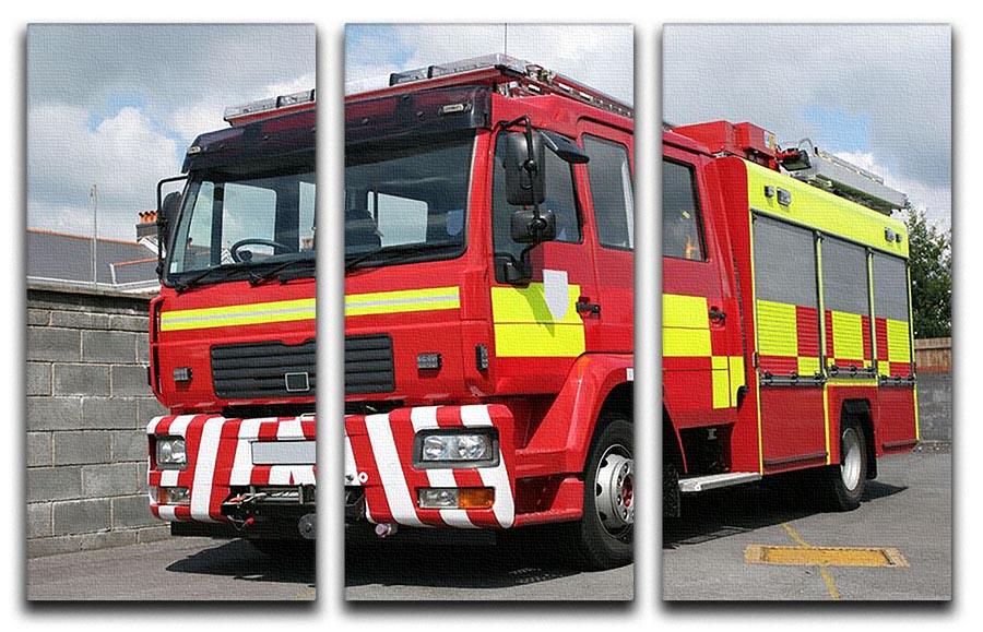 Red British fire engine 3 Split Panel Canvas Print - Canvas Art Rocks - 1