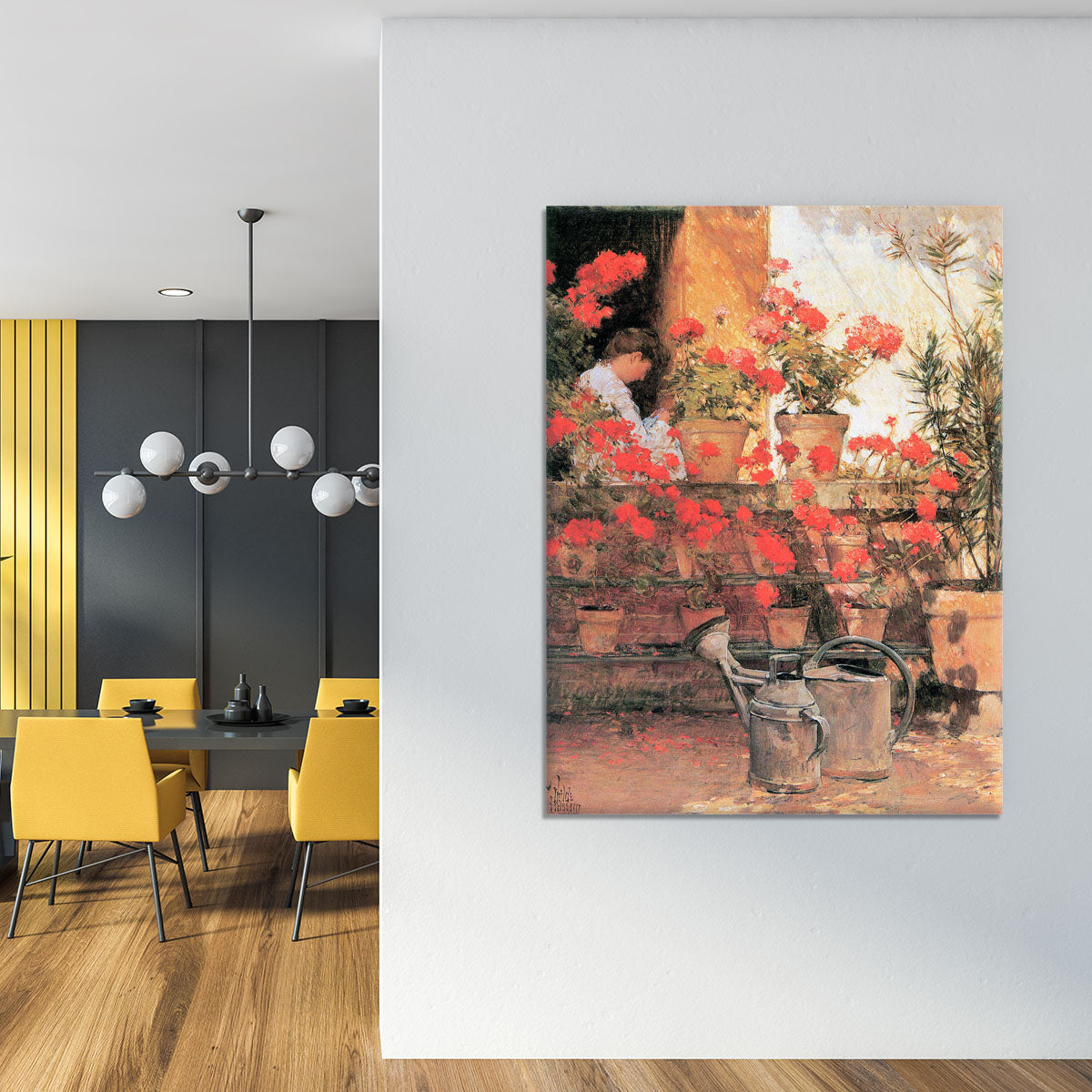 Red Geraniums by Hassam Canvas Print or Poster - Canvas Art Rocks - 4