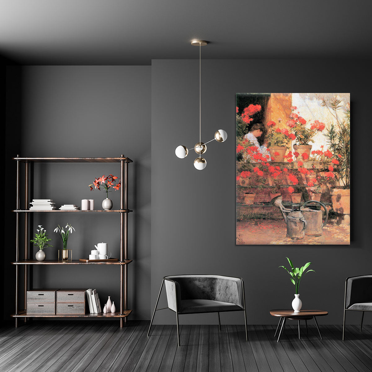 Red Geraniums by Hassam Canvas Print or Poster - Canvas Art Rocks - 5