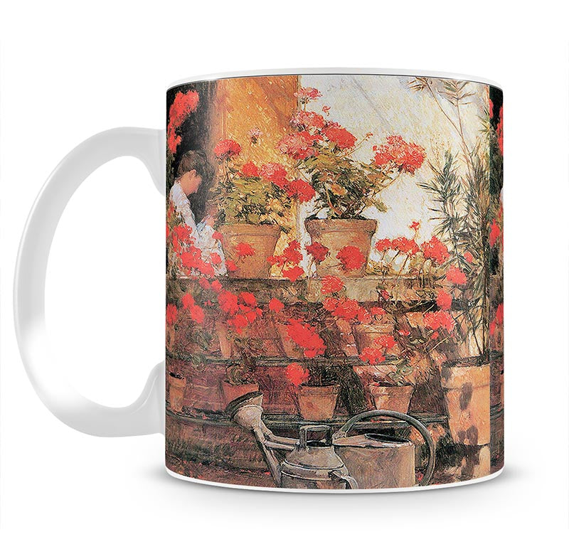 Red Geraniums by Hassam Mug - Canvas Art Rocks - 1