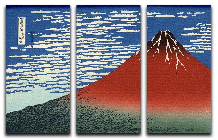 Red southern wind on Fiji on a clear morning by Hokusai 3 Split Panel Canvas Print - Canvas Art Rocks - 1