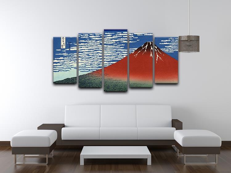 Red southern wind on Fiji on a clear morning by Hokusai 5 Split Panel Canvas - Canvas Art Rocks - 3