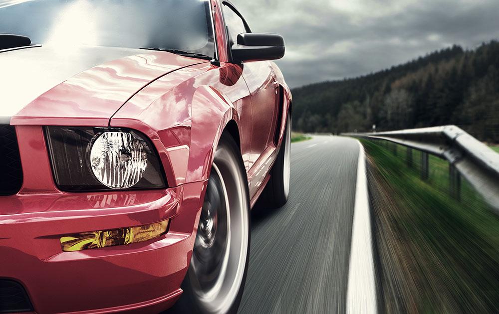 Red sport car Wall Mural Wallpaper - Canvas Art Rocks - 1