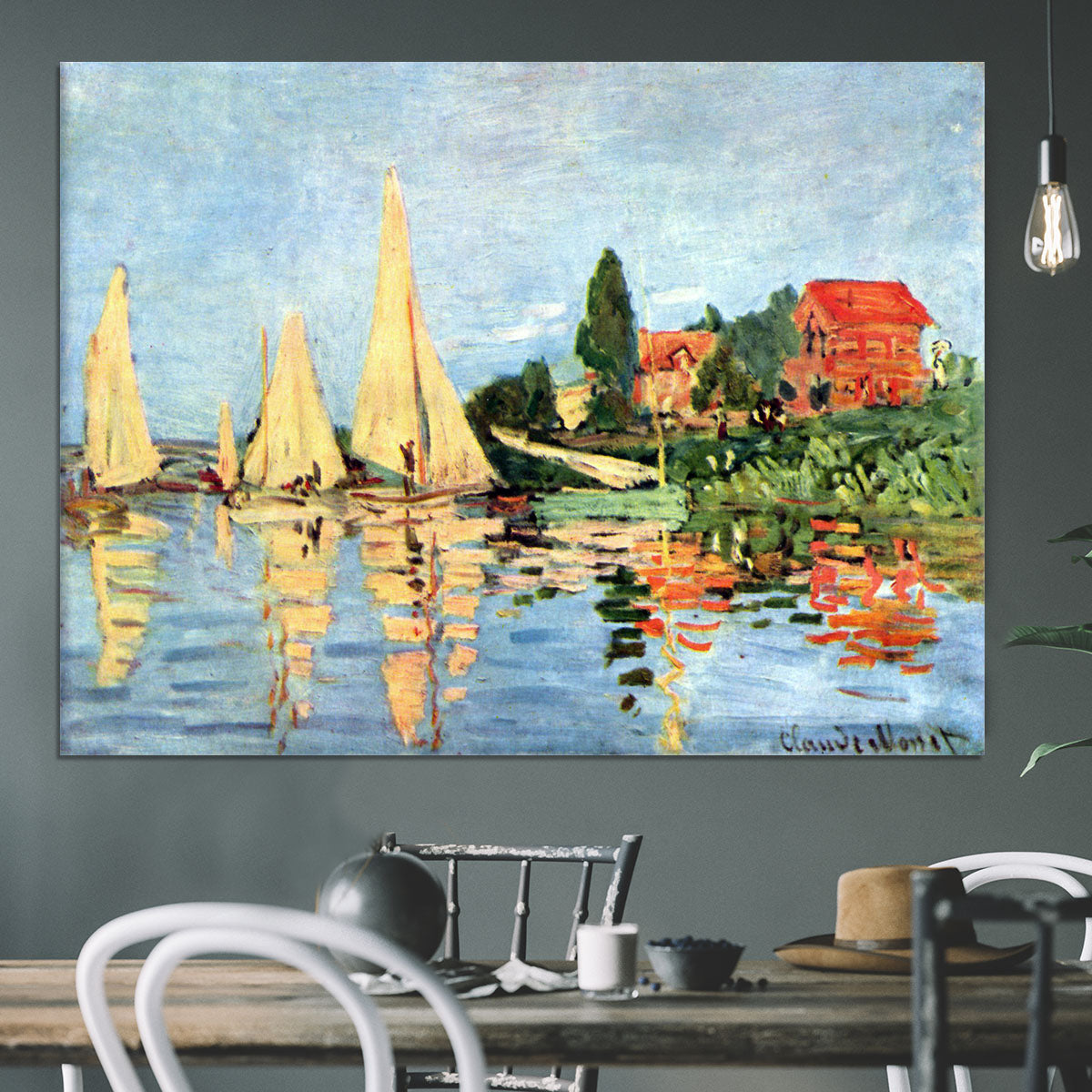 Regatta at Argenteuil by Monet Canvas Print or Poster - Canvas Art Rocks - 3