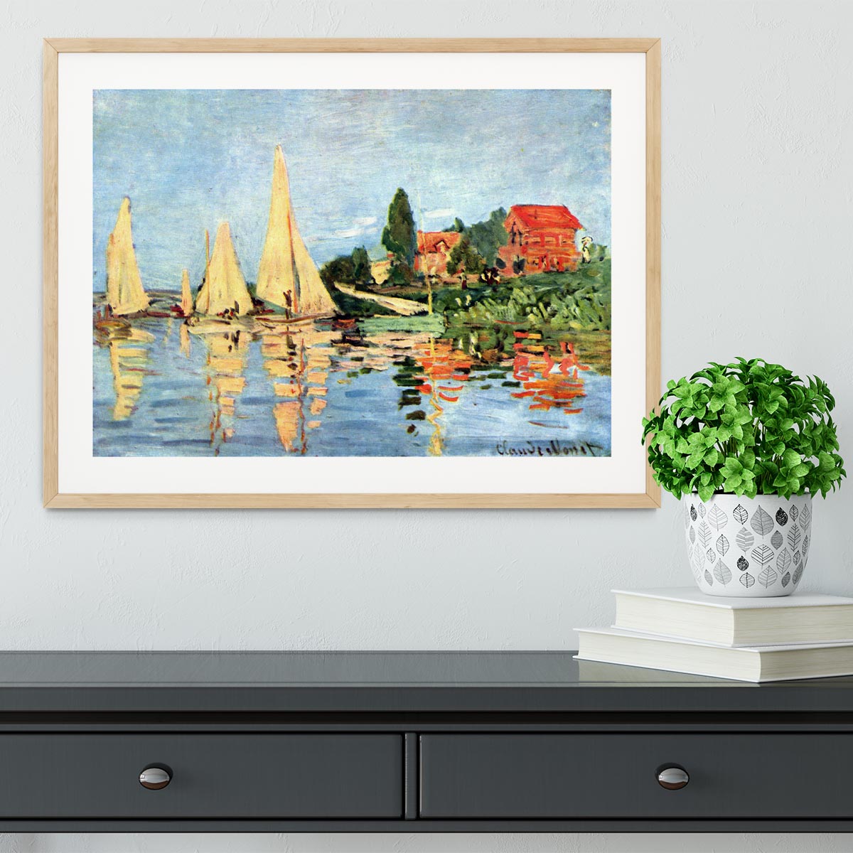 Regatta at Argenteuil by Monet Framed Print - Canvas Art Rocks - 3