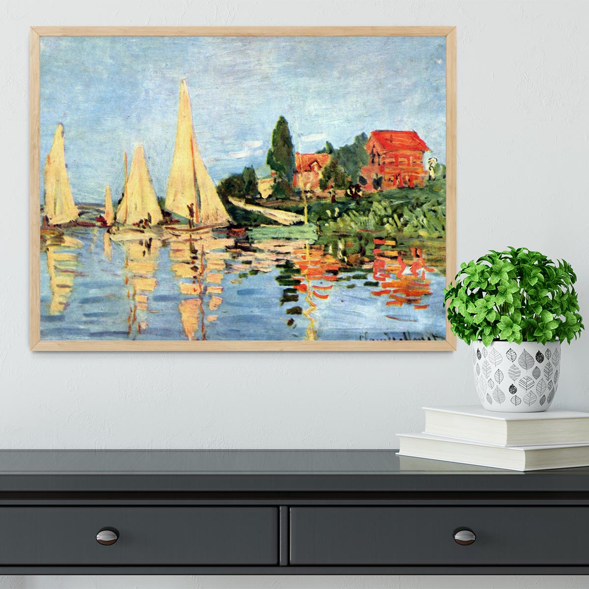 Regatta at Argenteuil by Monet Framed Print - Canvas Art Rocks - 4