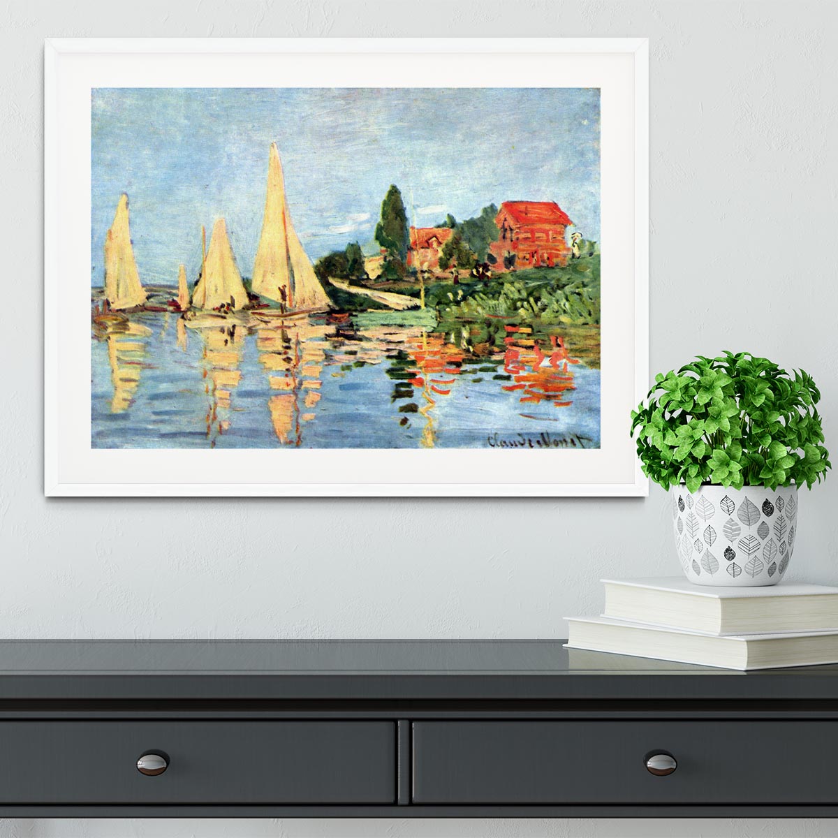 Regatta at Argenteuil by Monet Framed Print - Canvas Art Rocks - 5