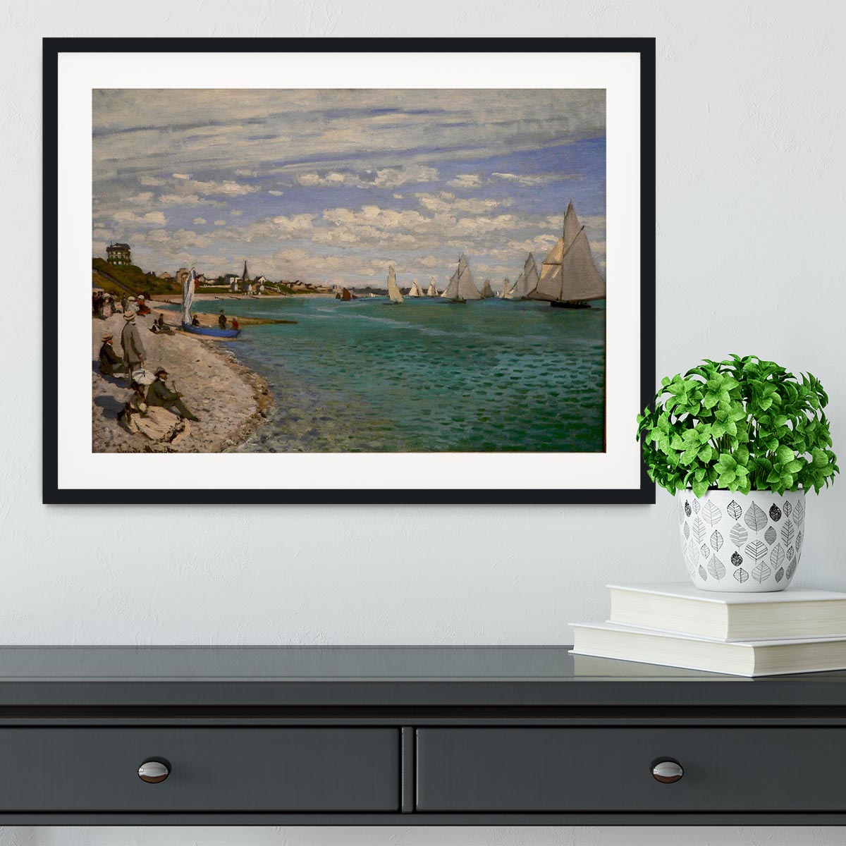 Regatta at St. Adresse by Monet Framed Print - Canvas Art Rocks - 1