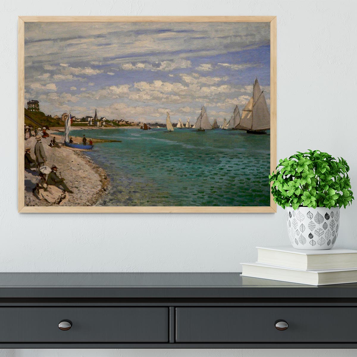 Regatta at St. Adresse by Monet Framed Print - Canvas Art Rocks - 4