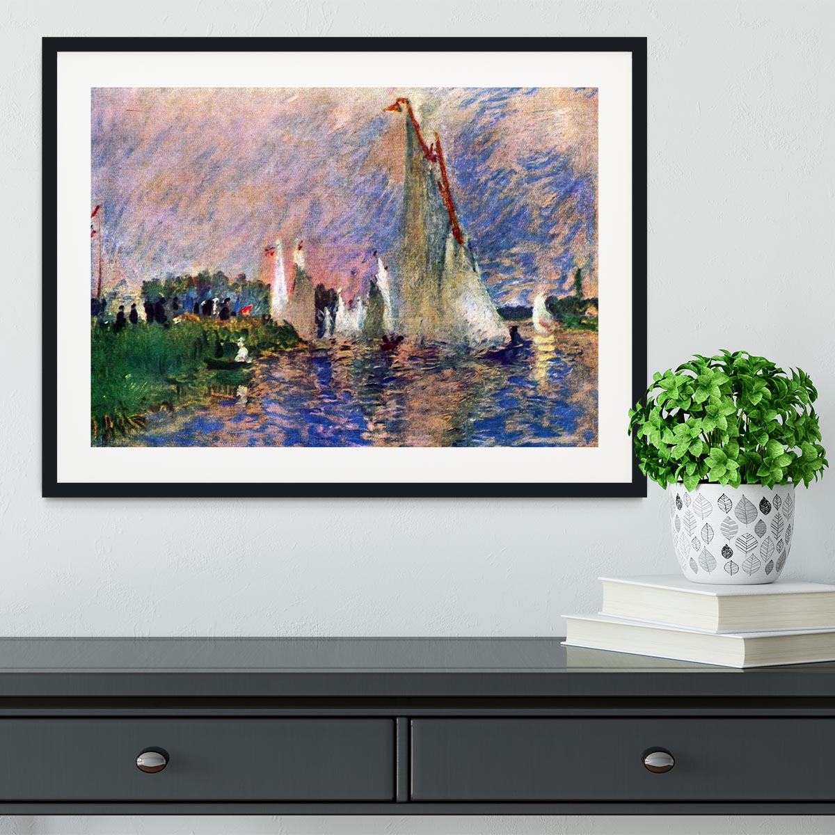 Regatta in Argenteuil by Renoir Framed Print - Canvas Art Rocks - 1