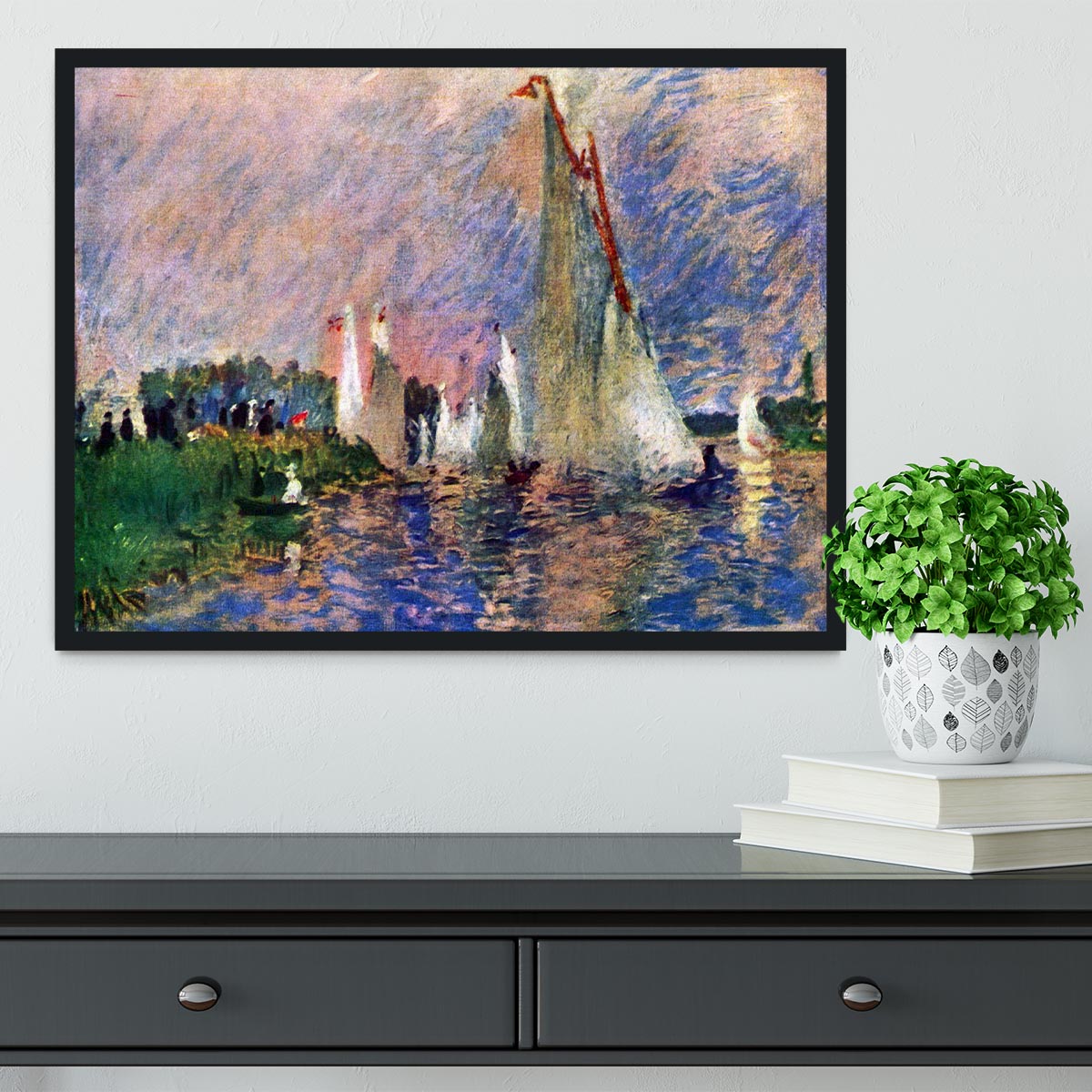 Regatta in Argenteuil by Renoir Framed Print - Canvas Art Rocks - 2