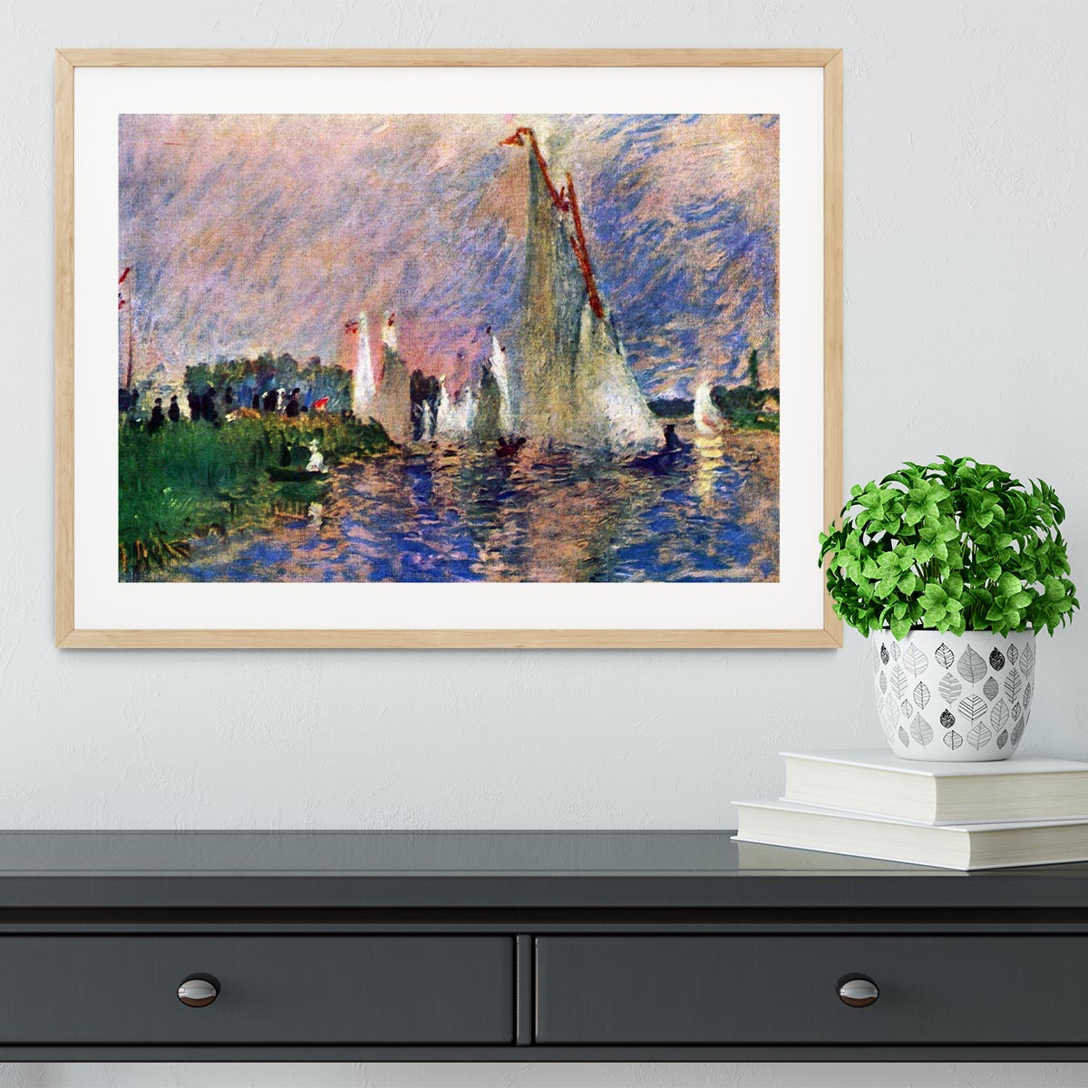 Regatta in Argenteuil by Renoir Framed Print - Canvas Art Rocks - 3