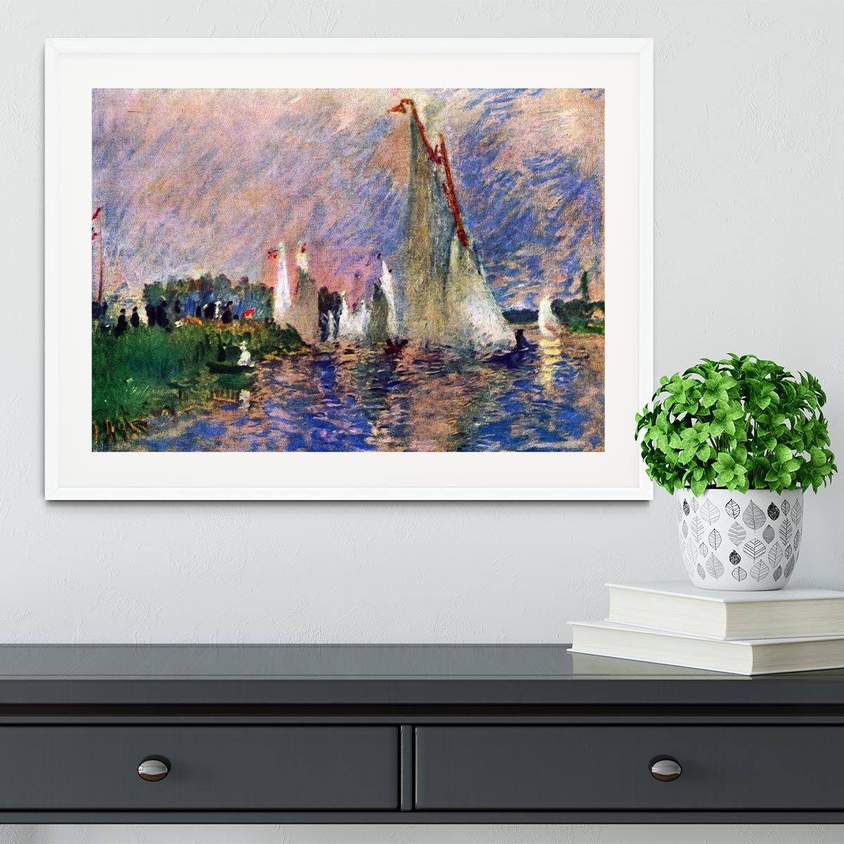 Regatta in Argenteuil by Renoir Framed Print - Canvas Art Rocks - 5