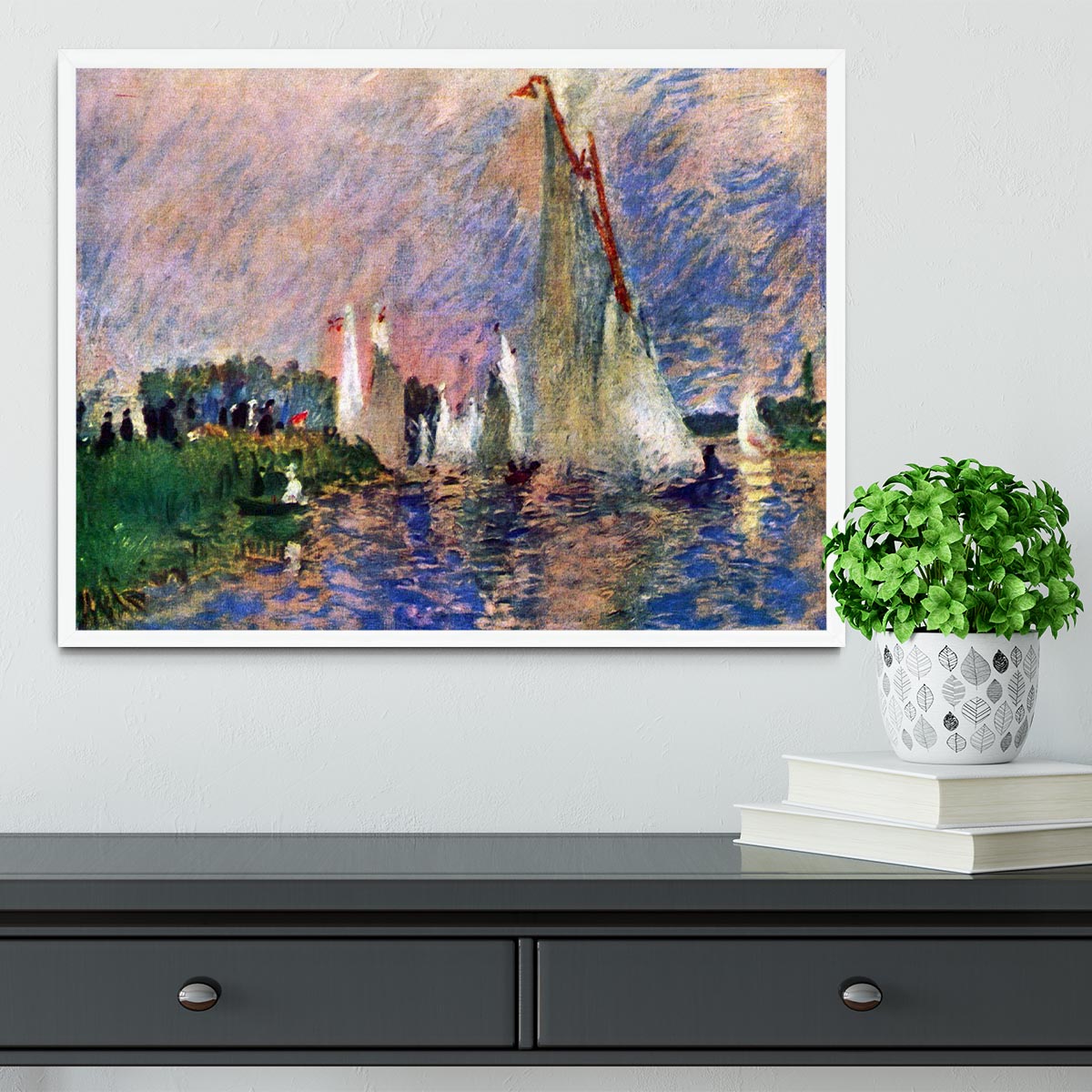 Regatta in Argenteuil by Renoir Framed Print - Canvas Art Rocks -6