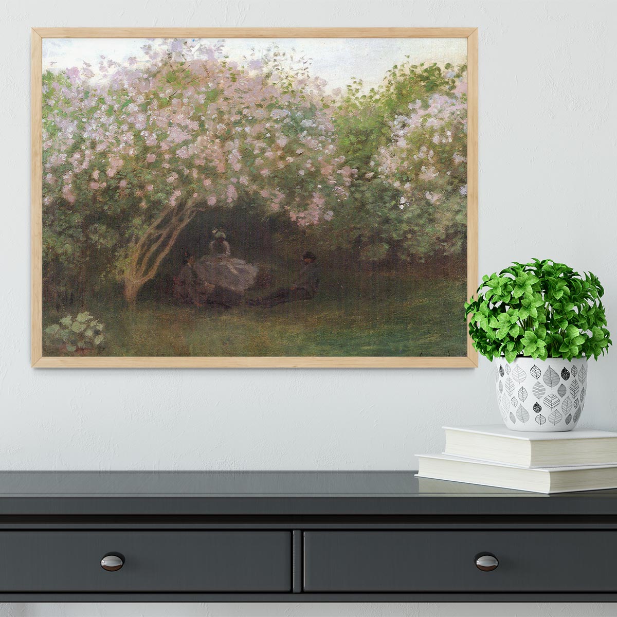 Repos sous les lilas 1872 by Monet Framed Print - Canvas Art Rocks - 4