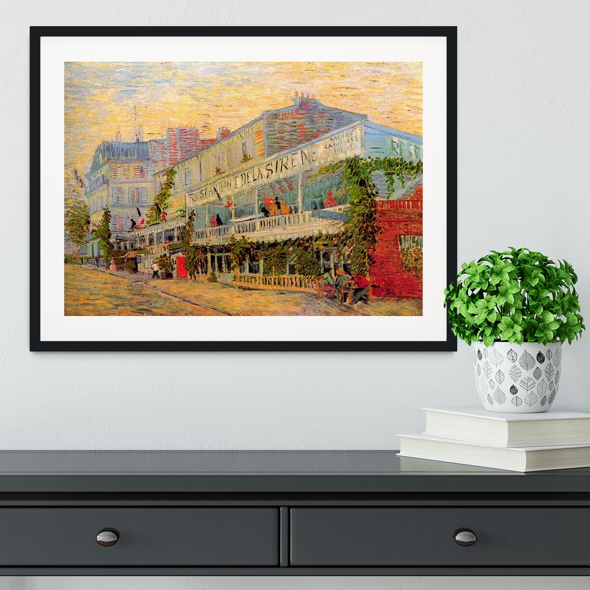 Restaurant de la Sirene at Asnieres by Van Gogh Framed Print - Canvas Art Rocks - 1