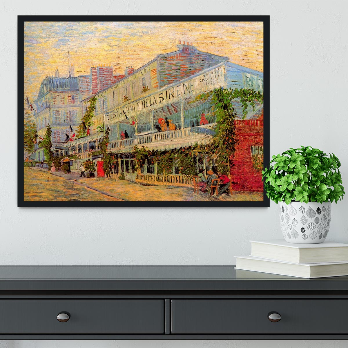 Restaurant de la Sirene at Asnieres by Van Gogh Framed Print - Canvas Art Rocks - 2