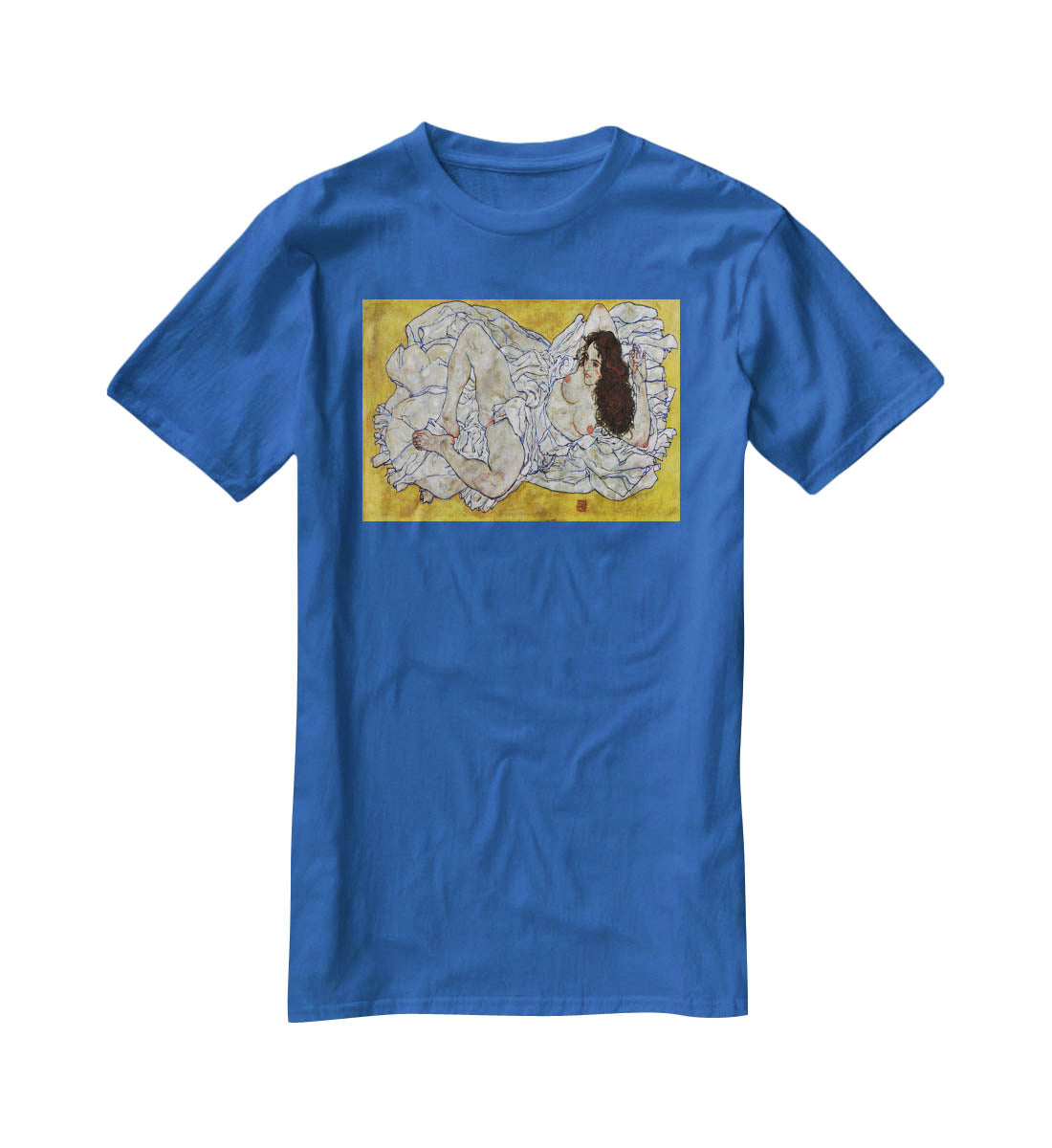 Resting nude by Egon Schiele T-Shirt - Canvas Art Rocks - 2