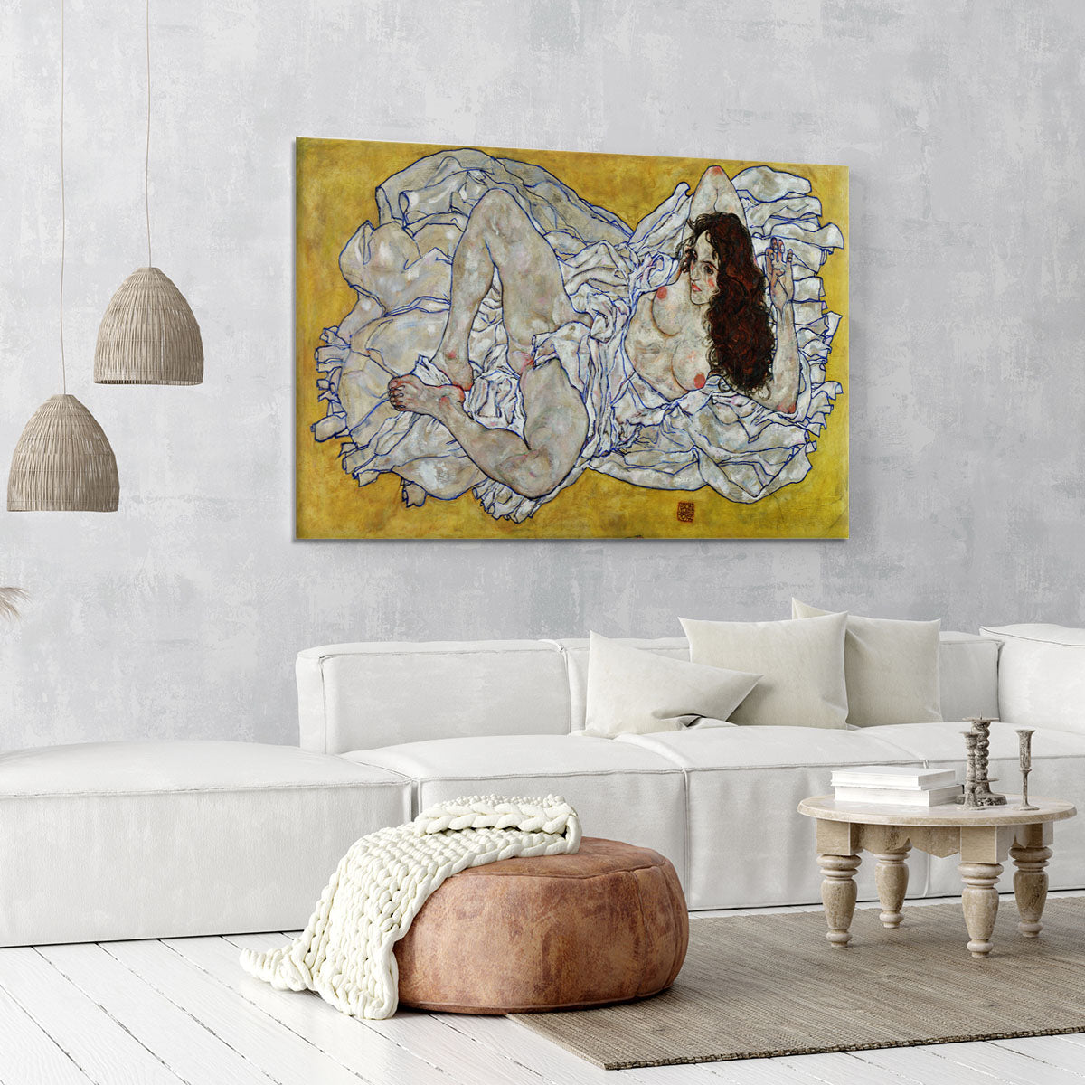 Resting nude by Egon Schiele Canvas Print or Poster - Canvas Art Rocks - 6