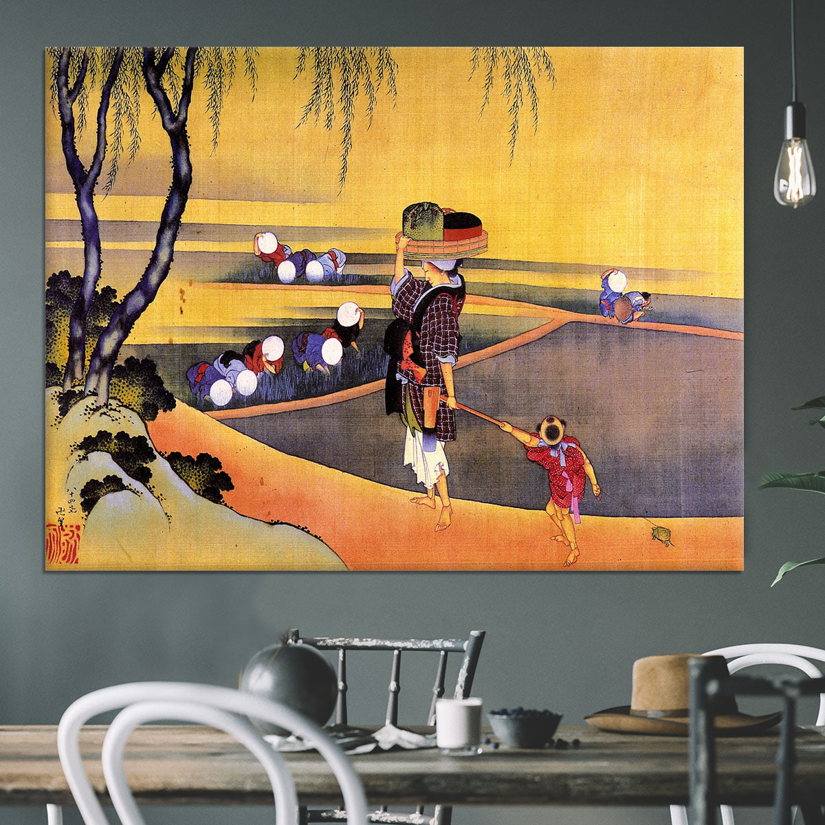 Rice fields by Hokusai Canvas Print or Poster - Canvas Art Rocks - 3