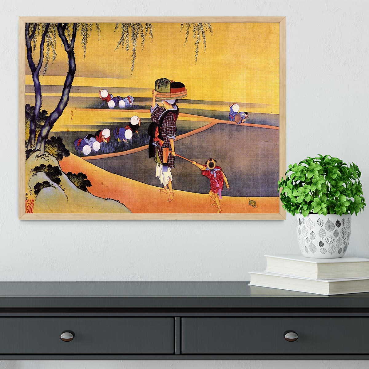 Rice fields by Hokusai Framed Print - Canvas Art Rocks - 4