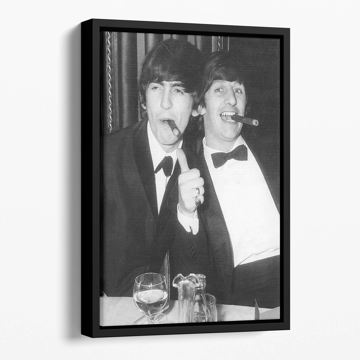 Ringo Starr and George Harrison smoking cigars Floating Framed Canvas
