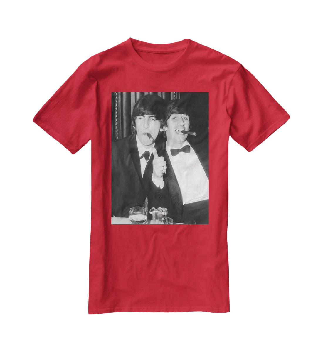 Ringo Starr and George Harrison smoking cigars T-Shirt - Canvas Art Rocks - 4