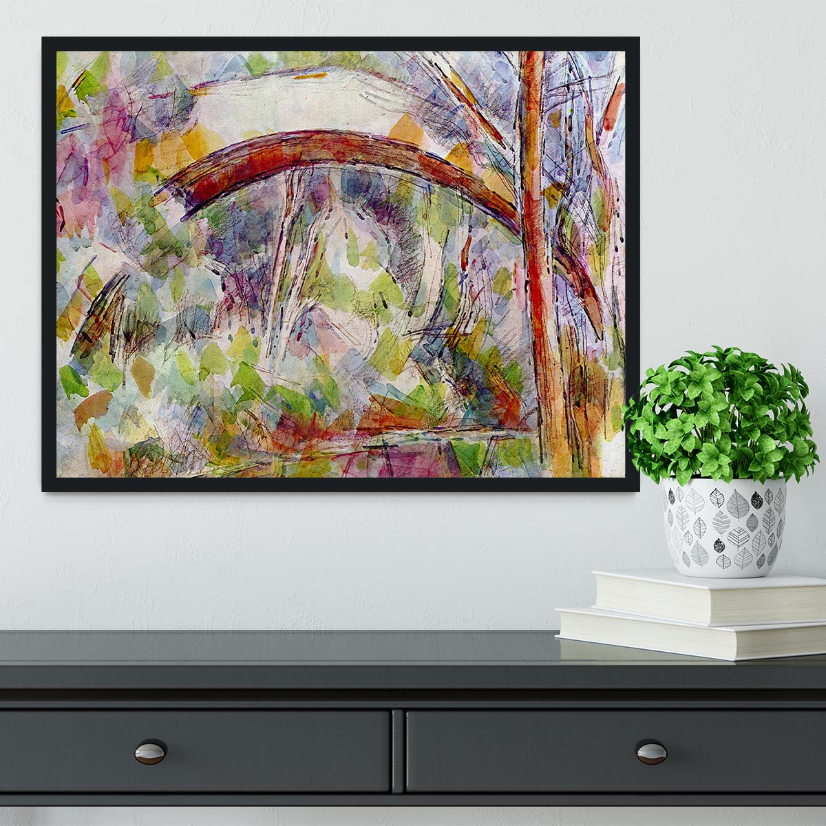 River at the Bridge of Three Sources by Cezanne Framed Print - Canvas Art Rocks - 2