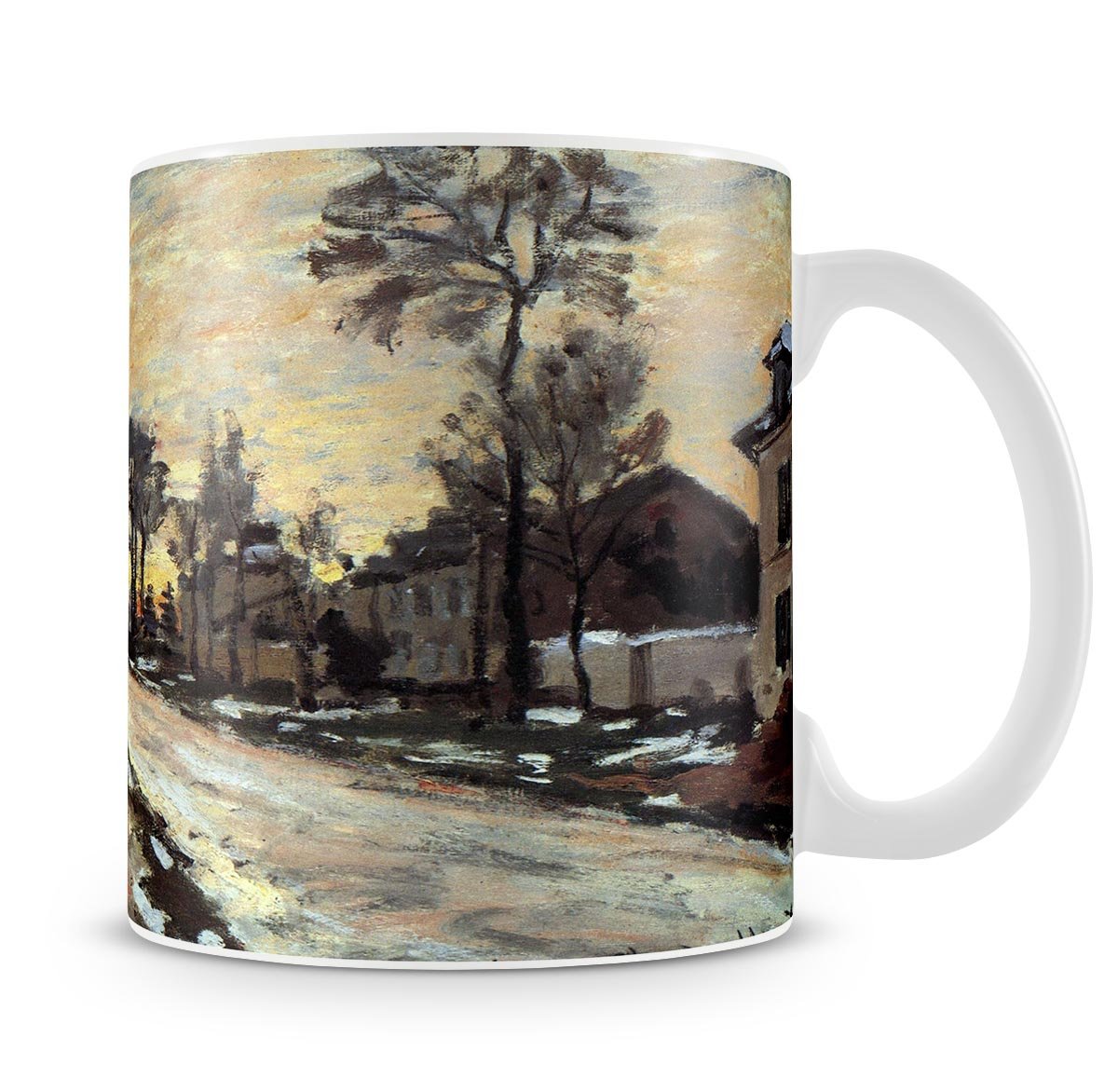 Road to Louveciennes melting snow children sunset by Monet Mug - Canvas Art Rocks - 4