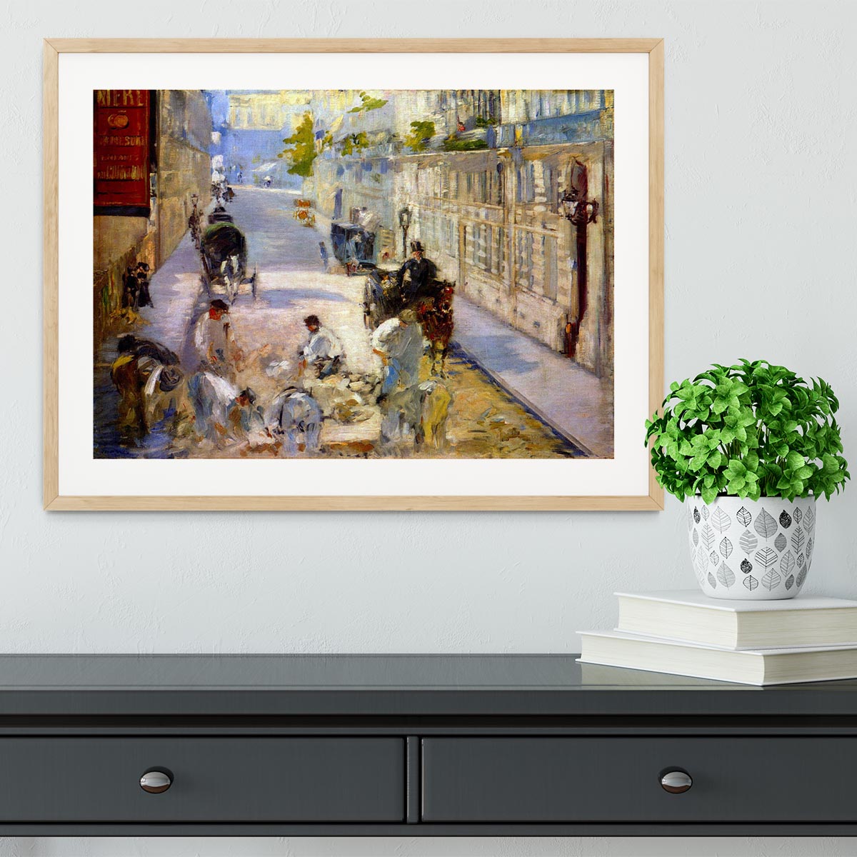 Road workers rue de Berne by Manet Framed Print - Canvas Art Rocks - 3