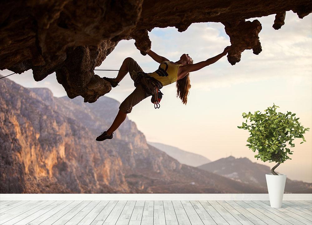 Rock climber at sunset Wall Mural Wallpaper - Canvas Art Rocks - 4