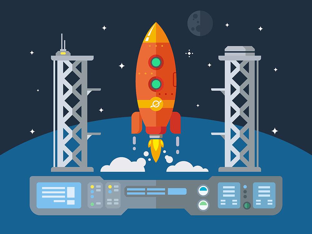 Rocket Startup Flat Desing Concept Wall Mural Wallpaper - Canvas Art Rocks - 1