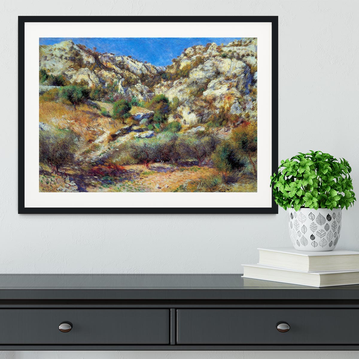 Rocks at LEstage by Renoir Framed Print - Canvas Art Rocks - 1