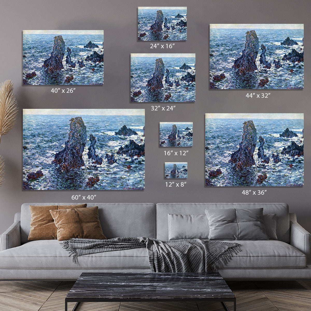 Rocks on Belle Ile The needles of Port Coton by Monet Canvas Print or Poster - Canvas Art Rocks - 7