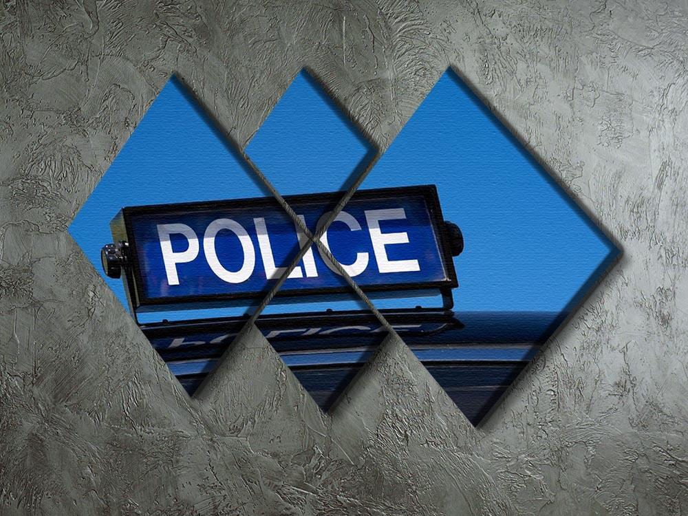 Rooftop sign on a vintage british police car 4 Square Multi Panel Canvas - Canvas Art Rocks - 2
