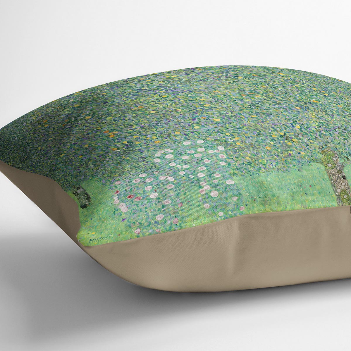 Rose bushes under the Trees by Klimt Cushion