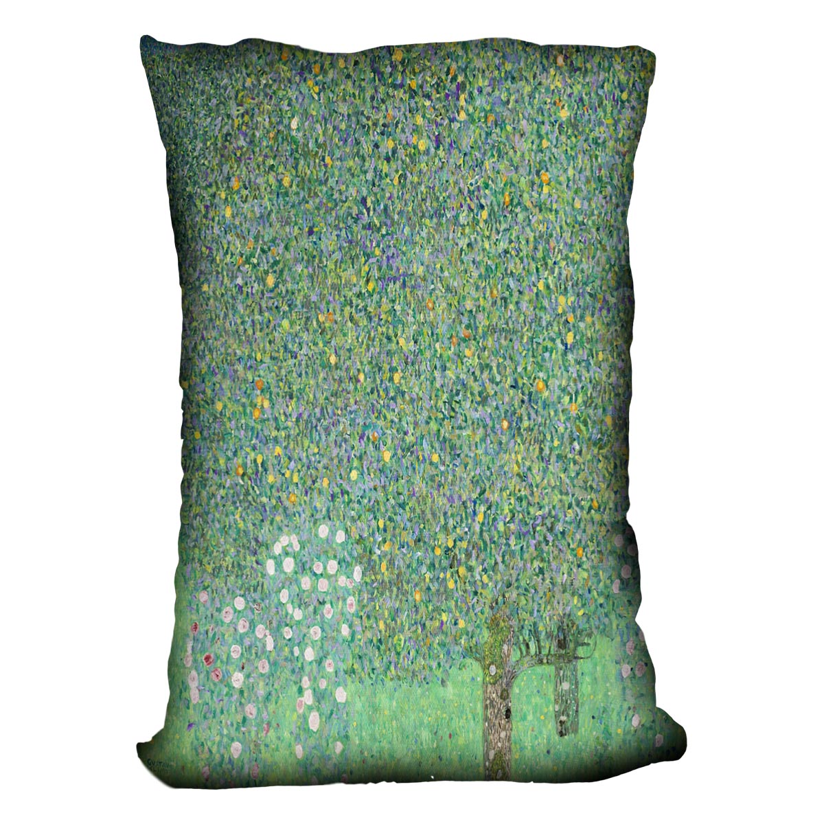 Rose bushes under the Trees by Klimt Cushion