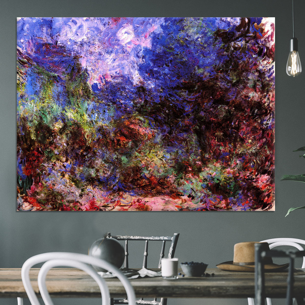 Roses at the garden side of Monets house in Giverny by Monet Canvas Print or Poster - Canvas Art Rocks - 3