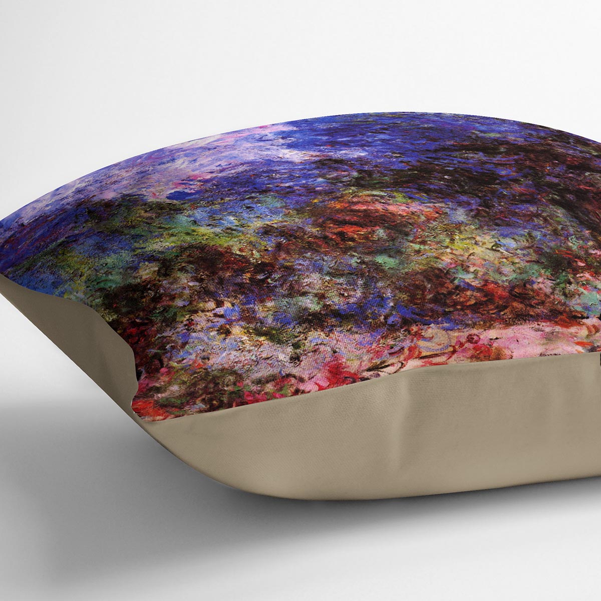 Roses at the garden side of Monets house in Giverny by Monet Cushion