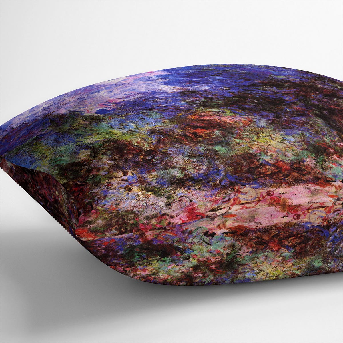 Roses at the garden side of Monets house in Giverny by Monet Cushion