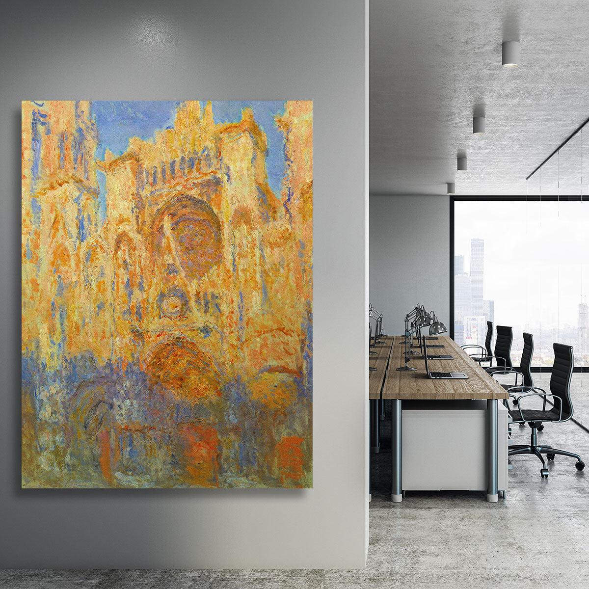 Rouen Cathedral Facade at Sunset by Monet Canvas Print or Poster - Canvas Art Rocks - 3