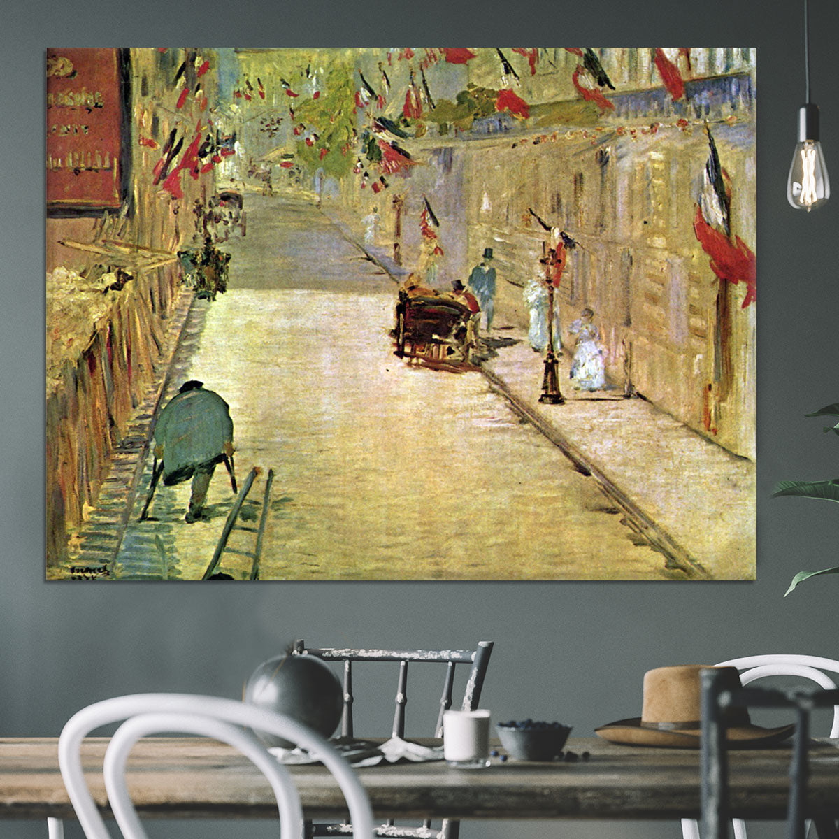 Rue Mosnier with Flags by Manet Canvas Print or Poster - Canvas Art Rocks - 3