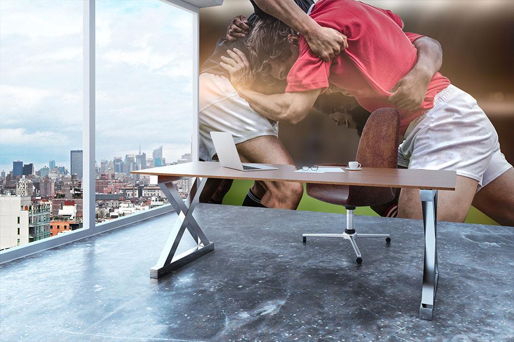 Rugby players doing a scrum Wall Mural Wallpaper - Canvas Art Rocks - 3