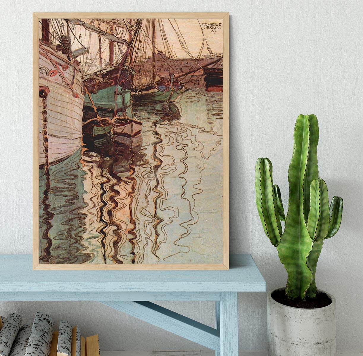Sailboats in wellenbewegtem water The port of Trieste by Egon Schiele Framed Print - Canvas Art Rocks - 4