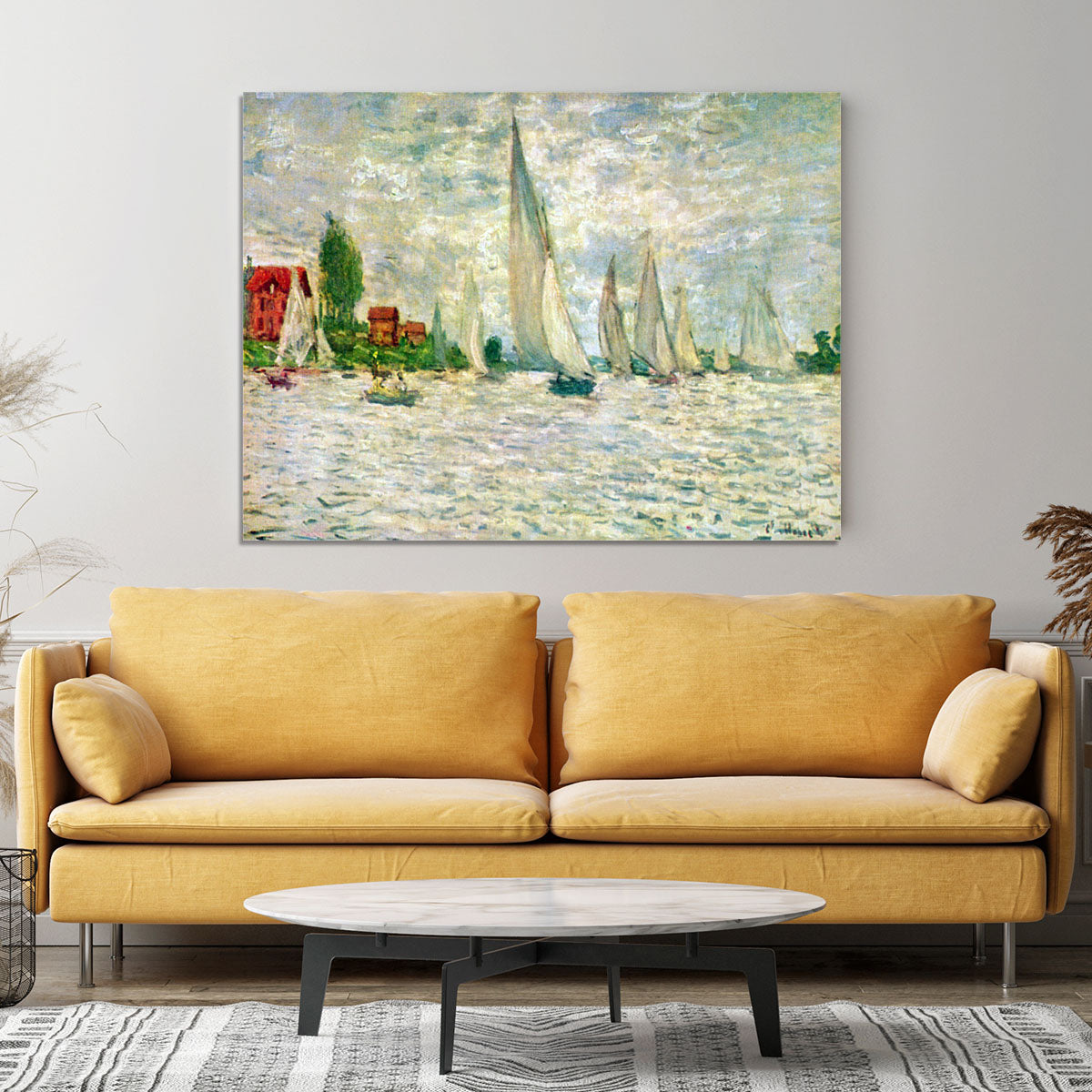 Sailboats regatta in Argenteuil by Monet Canvas Print or Poster - Canvas Art Rocks - 4