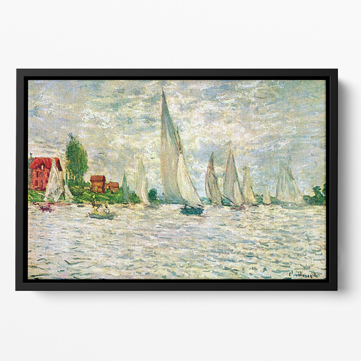 Sailboats regatta in Argenteuil by Monet Floating Framed Canvas