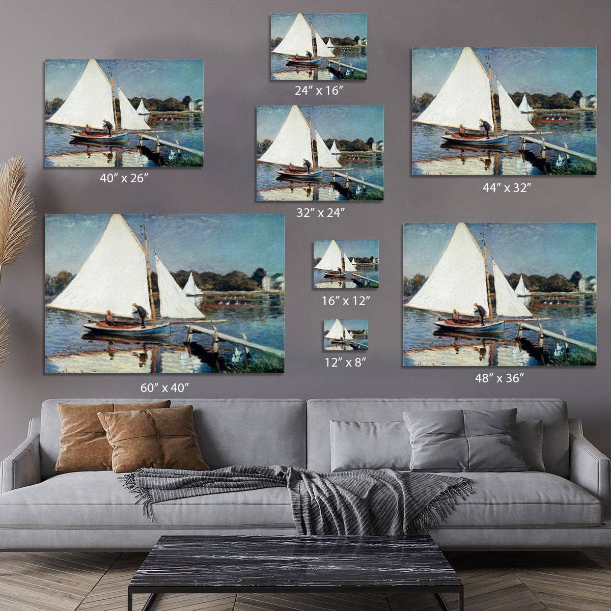 Sailing At Argenteuil 2 by Monet Canvas Print or Poster - Canvas Art Rocks - 7