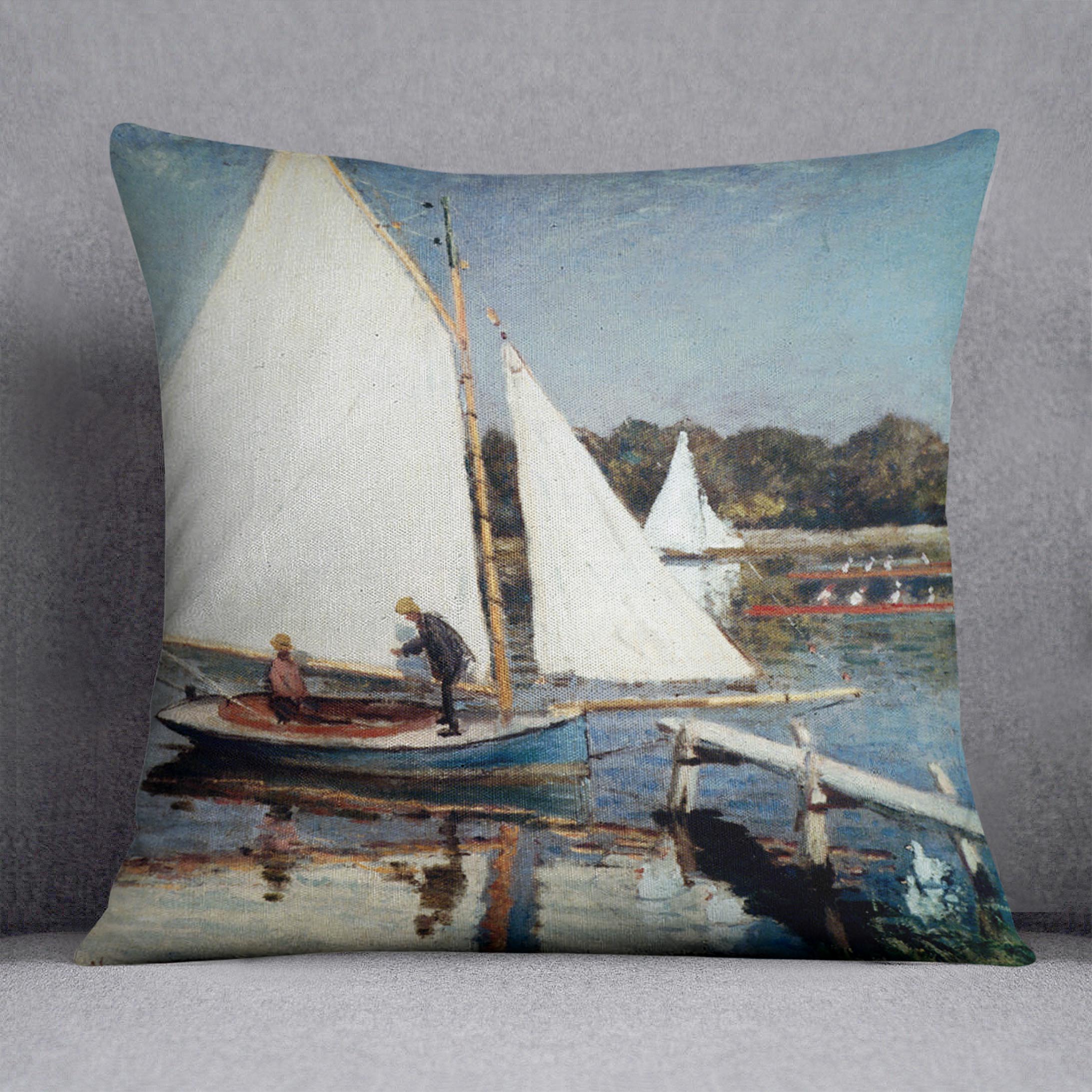 Sailing At Argenteuil 2 by Monet Cushion