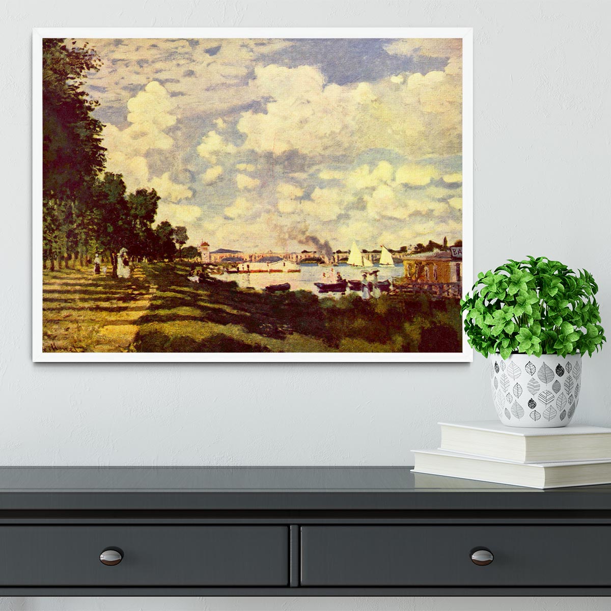 Sailing at Argenteuil by Monet Framed Print - Canvas Art Rocks -6